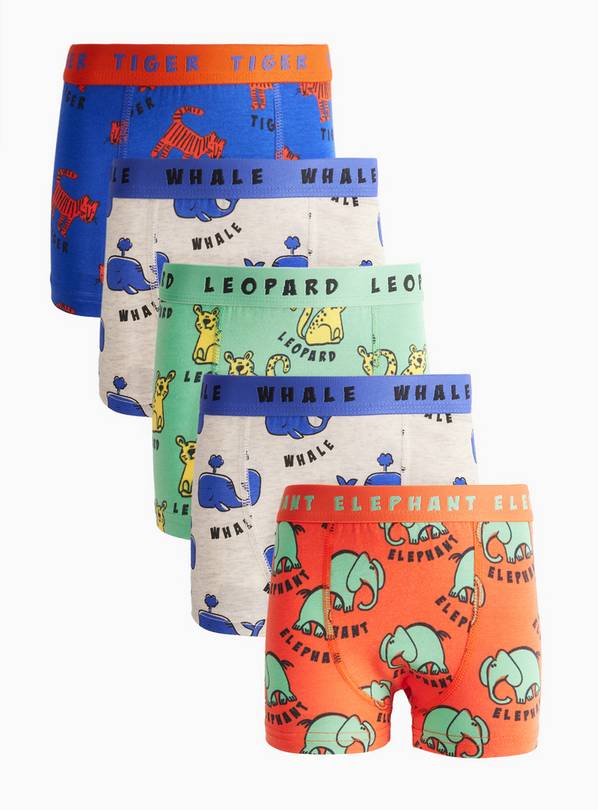 Animal Print Trunks 5 Pack 10-11 years